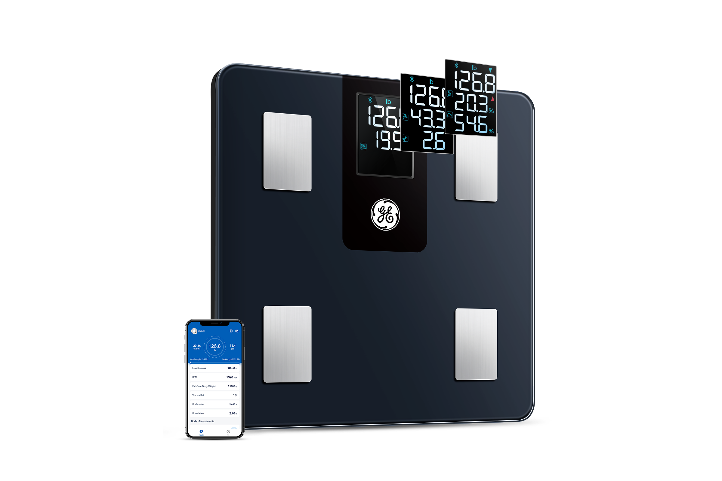 GE Smart Scale for Body Weight and Fat Percentage with All-in-one LCD  Display, Weight Scale, Digital Bathroom Scales Bluetooth